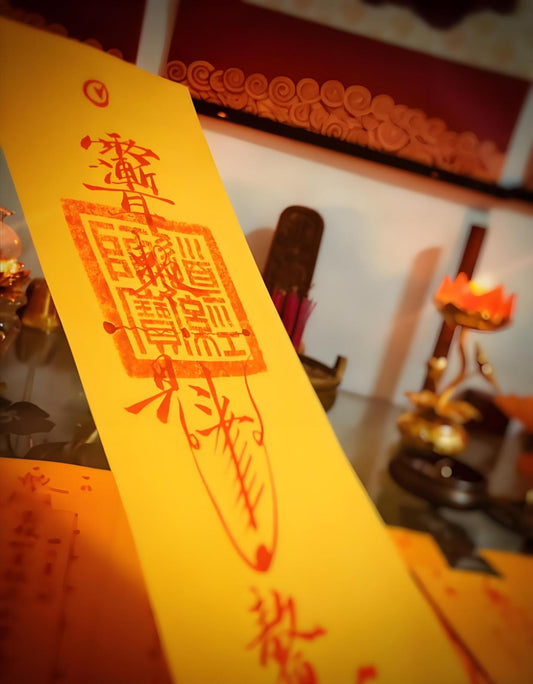 Taoist prayer paper for blessings, wealth attraction and relief from suffering